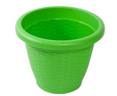 Hobby&Style 15143.0 Vaso Tondo Rattan, Verde, 35x35x27 cm