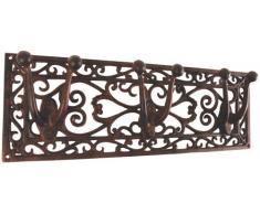 Esschert Design - Porta-Attrezzi da Giardinaggio Großvaters Garten (Il Giardino del Nonno), 3 Ganci per Attrezzi e Indumenti, Dimensioni: 17 x 48 x 7 cm, Colore: Rosso/Marrone