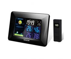 Sencor SWS 4250 - Stazione meteorologica, Simboli previsioni Meteo, Tempo Digitale, Data e Giorno della Settimana, Display LCD a Colori, Nero