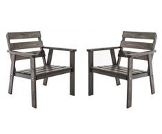 Ambiente Casa Salotto in Rattan Sedia Poltrona da Giardino in Legno massello HANKO, Taupe Grigio, Set di 2 Pezzi