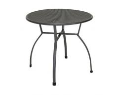 greemotion 416396 Tavolo Tavolino Toulouse Tondo da Giardino in Metallo, Diametro 80 cm, Grigio, 70x70x74 cm