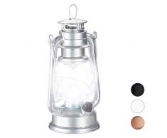 Relaxdays Lanterna LED, Lampada Decorativa retrò per Finestre o da Giardino, a Batteria, Argento