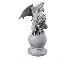 Design Toscano AL26188 Statua Malicay, Il Gargoyle Maligno, Grigio, 18x23x37 cm