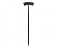 Fiskars Scopa multiuso Solid con doppie setole PowerClean, Lunghezza: 1,6 m, M, Nero/Arancione, 1025921