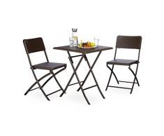 Relaxdays Set di mobili da Giardino Bastian, 3 Pezzi, Gruppo di sedie Pieghevole, Quadrata Tavolo Pieghevole e 2 X SEDIE da Giardino, Marrone, 61.5 x 61.5 x 74 cm, 10020053 _ 93