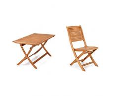 My_garden M0714 Tavolo Pieghevole, Naturale, 150 x 80 cm, 4 Sedie California, Naturale