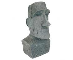 Design Toscano Monolite dellIsola di Pasqua Akivi Moai Statua da Giardino, poliresina, Pietra Grigia, Grande 61 cm