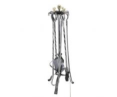 Kamino-Flam 337187 Kit Utensili da Caminetto in Metallo Forgiato con Manico Curvo, Acciaio, Nero, 13.6x27.2x67.6 cm