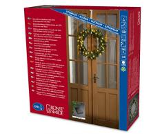 Konstsmide 2764-000 - Ghirlanda decorativa a LED, con interruttore ON/OFF, sensore crepuscolare e timer (a 6 ore), da esterni, 60 diodi a luce bianca calda, funzionamento a batteria con 4 pile AA da 1,5 V (non incluse), colore cavo: verde