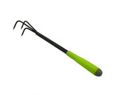 Xclou kleingrubber in Nero/Verde, Coltivatore con formgerechtem Maniglia, attrezzi da giardinaggio con 3 denti, mano di coltivatore verniciata a polvere, duello dispositivo con argento martellato, Robuste unkrauthacke
