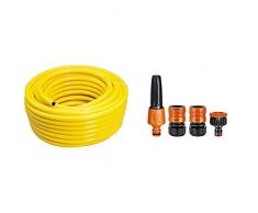 Draper Tubo PVC Flessibile per Irrigazione, 30 M & Claber 51359 Set Lance Diritte con Raccordi, 1/2 Pollici, Nero/Arancione
