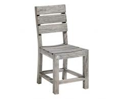 STRANDGUT07 - Sedia da giardino in legno di teak, finitura grey wash