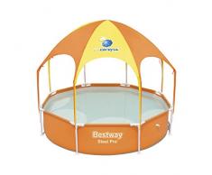 Bestway 56432 |Steel Pro - Piscina Gonfiabile per Bambini Splash-in-Shade Con Gazebo E Doccetta, 244X51 cm, Color Arancione
