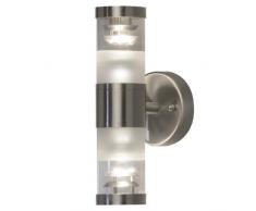 Konstsmide 7595-000 Bolzano Lampada da Parete, BxPxH 9x11,5x24,5 cm, 2 x 35 W, IP44, in Acciaio Inox