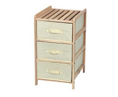 King Home C1513203 Cassettiera 3 Cassetti in Legno e Stoffa Ecru, 35X37X66H