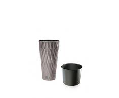 Unbekannt Vaso di Fiori Vaso Vaso Superficie Rotonda Imitazione Rattan pianta Rivestimento Antracite DRTUS incl. 8 Litri