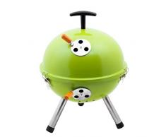 Kamino BBQ Mini barbecue sferico in acciaio con 3 gambe, barbecue da tavolo a carbonella portatile giardino, picnic, campeggio, Ø ca. 32 x 42 cm, verde