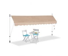 Relaxdays Tenda da Sole, Protezione per Il Balcone, Regolabile, Senza Forare, a Manovella, 400 cm di Larghezza, Beige, 400 x 120 cm