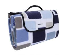 SONGMICS, Coperta da Picnic XXL in Pile, Impermeabile, con Manico per Il Trasporto, 200 x 200 cm, Quadrati Blu, Marroni e Bianchi