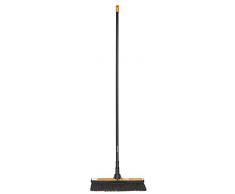 Fiskars Scopa multiuso Solid con doppie setole PowerClean, Lunghezza: 1,7 m, L, Nero/Arancione, 1025926