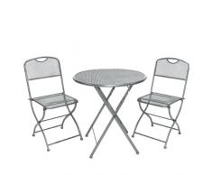 greemotion Balcone Set Estera, Grigio, Tavolo: ca. Ø 60 Altezza: ca. 72 cm, Sedia: ca. 42 x 48 x 86 cm