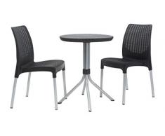 Keter Jersey - Set di mobili da Giardino/Esterni Composto da Tavolo e 4 sedie, Motivo Vimini, Colore Nero