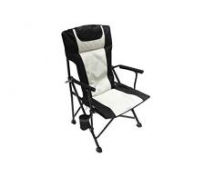 Homecall Sedia pieghevole da campeggio con schienale alto e imbottitura colore nero/crema