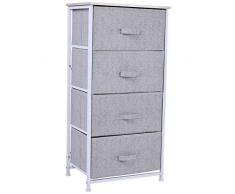 Homcom Mobiletto Cassettiera in Acciaio e Legno, Bianco e Grigio, 45 x 30 x 92 cm