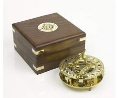 Nauticalia - Meridiana Portatile in Ottone, 10 cm, in Scatola, 10 cm