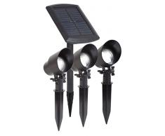 Maximus gl009bp3 m 3 x LED Solar faretto nel Pacchetto con Pannello Solare, 15 Lumen, per faretto Esterno e picchetti