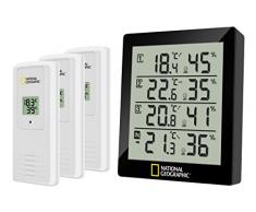 National Geographic 4-fach Thermo-/Hygrometer Stazione Meteo, Nero