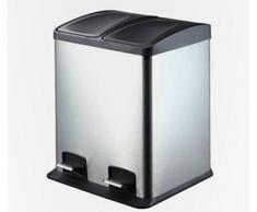 King Home P1592002 Pattumiera a Pedale 2X12 lt per Raccolta Differenziata, Argento, 37,6X36X45H