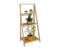 Relaxdays 10020271 Fioriera a Scala 3 Piani, bambù, Pieghevole, Scaffale a Scaletta, Marrone Chiaro, 32x45x99 cm