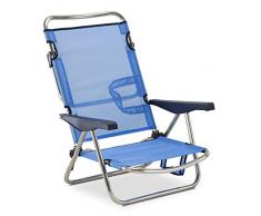 Solenny 50001072720101 – Sedia a Sdraio-Lettino con 4 Posizioni, Blu, con Manici e Gambe Pieghevoli sullo Schienale