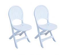 Bo Time 3760278732559 - Set di sedie da Giardino, in plastica, Pieghevoli, Colore: Bianco