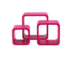 King Home M1106014/C Set 3 Pezzi Mensola Quadra Stondata, Fucsia, 27X15X27H 22X15X22H 17X15X17H