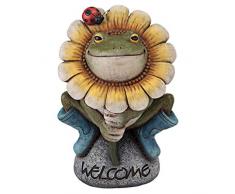 Design Toscano HF300725 Statua di Benvenuto da Giardino Rana Floreale, 10x18x29 cm
