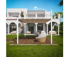 QEEQ.IT Arianna pergola Retrattile 4x4-struttura Bianca-Telo Alluminio