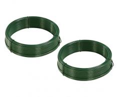 Dehner, Accessori da Giardino, Filo di Ferro per Legatura, Set da 2 Pezzi, Lunghezza 50 m, Spessore 2.0 mm, in Metallo, Verde Scuro