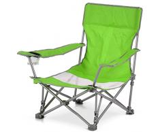 BAKAJI Spiaggina Sedia da Spiaggia Campeggio Pieghevole ad Ombrello Solida Struttura Tubolare in Ferro con Braccioli e Portabibita Colore Verde Dimensioni 65 X 86X h 69 cm
