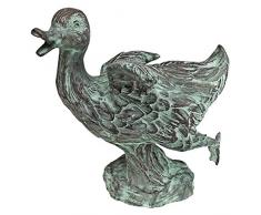 Design Toscano SU1017 Statua da Giardino Anatra Danzante nello Stagno, Verderame, 23x16.5x23 cm