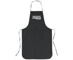 Geschenke mit Namen Regali con Nomi Grembiule da Cucina, Chef con Stampa Qui Il Cuoco Cucina Personale, Nero, 89 x 58 x 0.5 cm, 1027