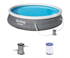 Bestway Fast Set Piscina con Pompa Filtro 396 x 84 cm, Blu