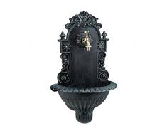 Relaxdays 10022940 Fontana da Parete, Giardino, Terrazza, Sospesa, Stile Antico, Rubinetto, Vaschetta, HxLxP: 62 x 38 x 20 cm, Verde