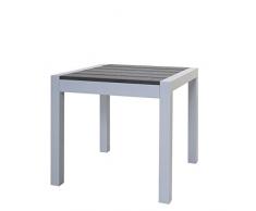 Chicreat Sgabello in alluminio con superficie in polywood, Cuscino grigio spesso 10 cm, 50 x 50 x 45 cm, argento e nero, serie Poly