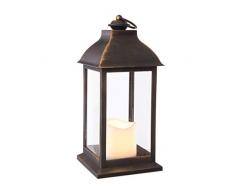 Ldk Garden - Lanterna portacandele a LED in Rame Anticato