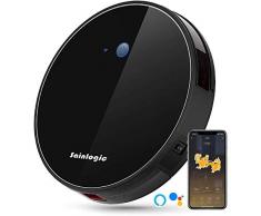sainlogic Aspirapolvere Robot aspirapolvere WLAN con Funzione Non collegabile, Estremamente Sottile, Silenzioso, autoscaricante, capacità di aspirazione 2500 Pa, 5 Livelli di Pulizia Nero