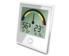 Koch Piano igrometro con Colore Scala, Termometro elettronico, Bianco, 10 x 10 x 3 cm