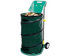 Gr8 Garden 271149 - Carrello per la Spazzatura, Grande, Rotondo, Pieghevole, per Esterni, Colore: Verde e Nero