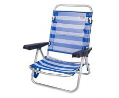 Aktive 53954 - Sedia Pieghevole Multiposizione Alluminio Beach 108x60x78 cm - Blu